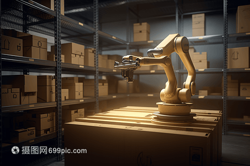 工厂的机械臂在包装