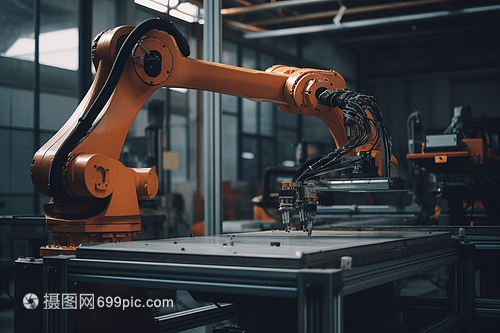 工作中的黄色机械臂